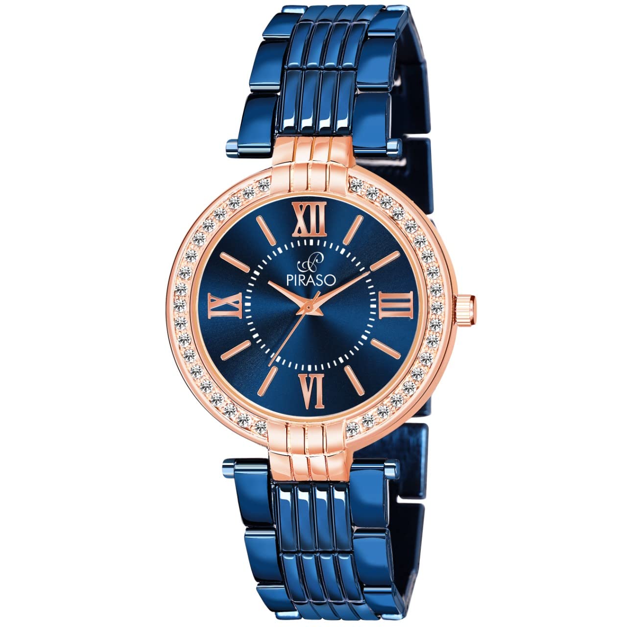 PIRASO Watch for Women|| DIAMONDED Studded CASE|| Blue DIAL|| Blue Bracelet Chain (B0B93PPLKJ) Amazon Price History, Amazon Price Tracker