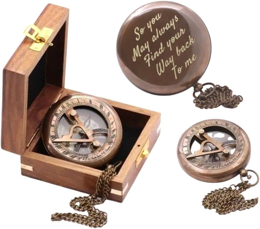 Compass – Brass Directional Vintage Compass Engraved with “Find Your Way Back to Home” Inspirational Gifts for Women/Men Baptism 2026 Communion Christian Motivational Quote