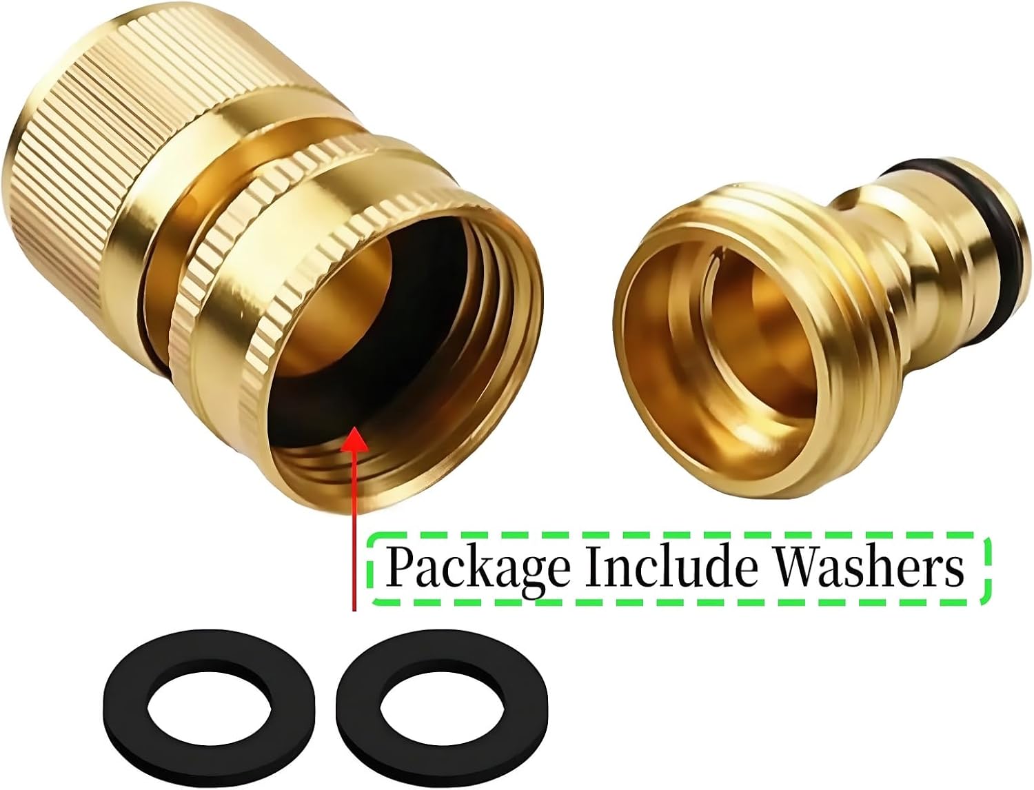 Brass 3/4 Inch GHT Garden Hose Quick Connect Fittings, Quick Connect Hose Fittings, Hose Quick Connect(4 Sets)(4Male+4Female)