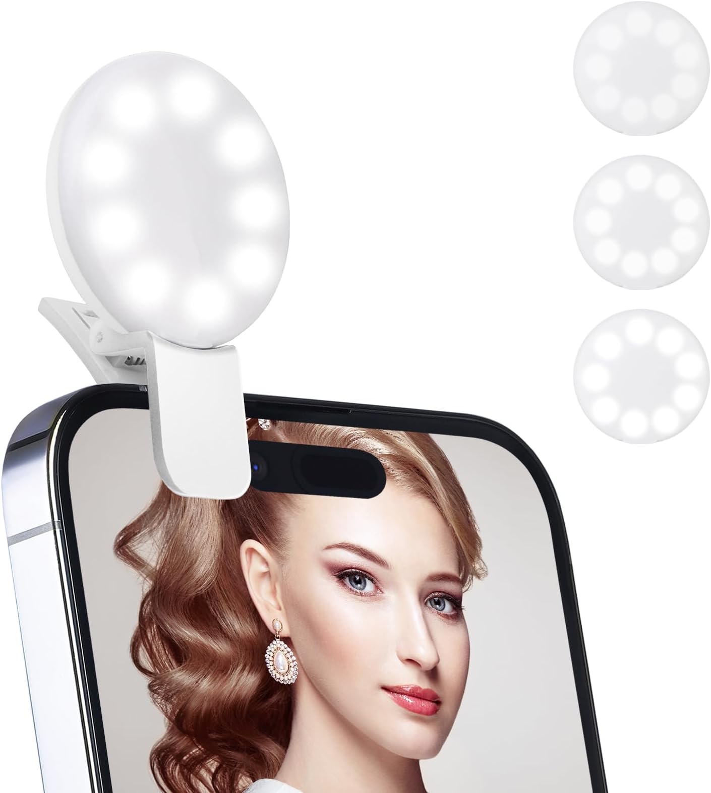Ring Light of Pocket-Size: Rechargeable Small Ring Light for Phone, Laptop & Makeup - Perfect for Small & Adults, Portable Selfie Light (White)