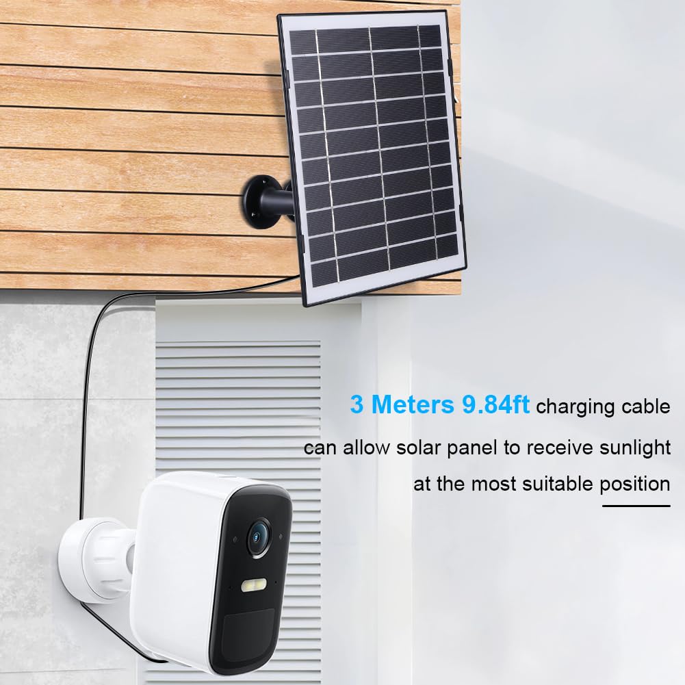 Solar Ladegerät 30W 5V für EufyCam/Wyze Cam Überwachungskamera, USB-C Anschluss, Solarpanel Ladegerät für Garten Beleuchtung, IP65 wasserdicht, mit 360° Verstellbar Halterung (A)