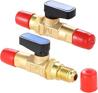 Mtsooning Air Conditioner Ball Valve Adapter, 2PCS Brass Refrigeration Ball Valve Connector G1/4 Inch for HVAC, Low Loss Fittings
