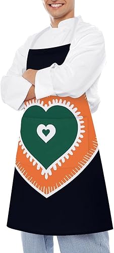 Miniatura 4 de MUSM Heart on Black Background ApronClassic Vintage Funny with Pockets Aprons,Adjustable Bib Waterdrop Resistant for Kitchen Cooking Restaurant BBQ