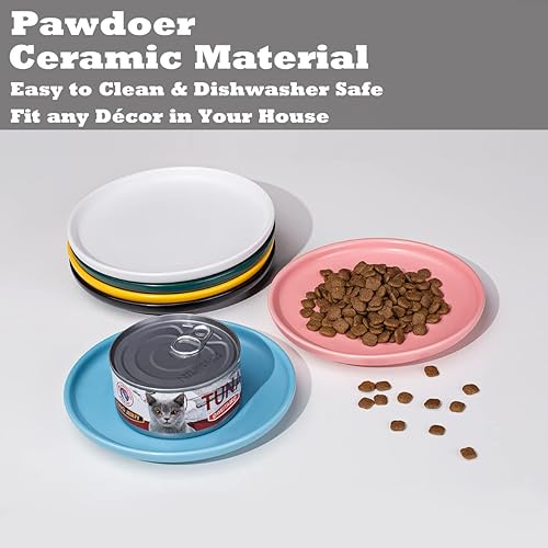 Miniatura 4 de Plato de cerámica poco profundo para gatos de 6 pulgadas, cuencos de comida para gatos sin fatiga, plato ancho y pequeño para mascotas para gatitos