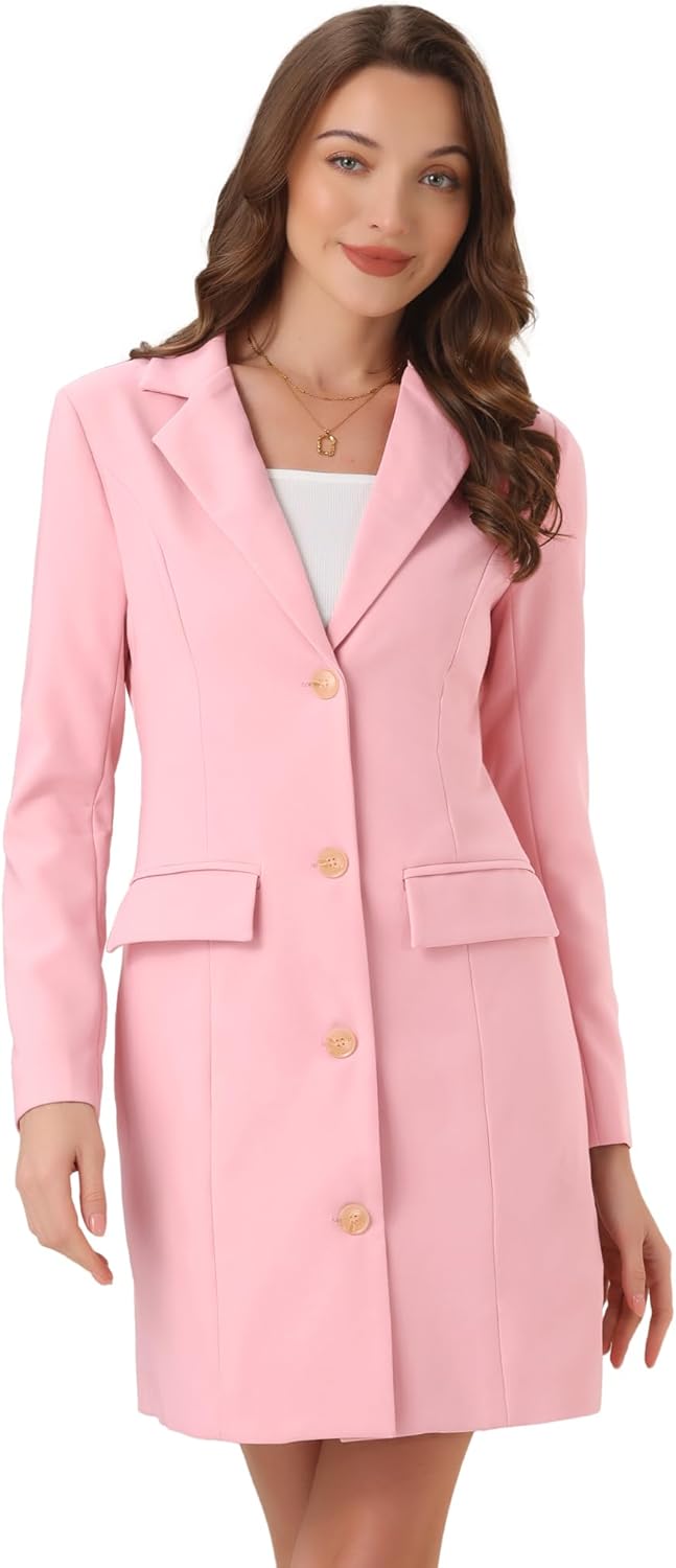 Allegra K Women's Blazer Dress Notched Lapel Collar Teacher Office Work Jackets Outfits