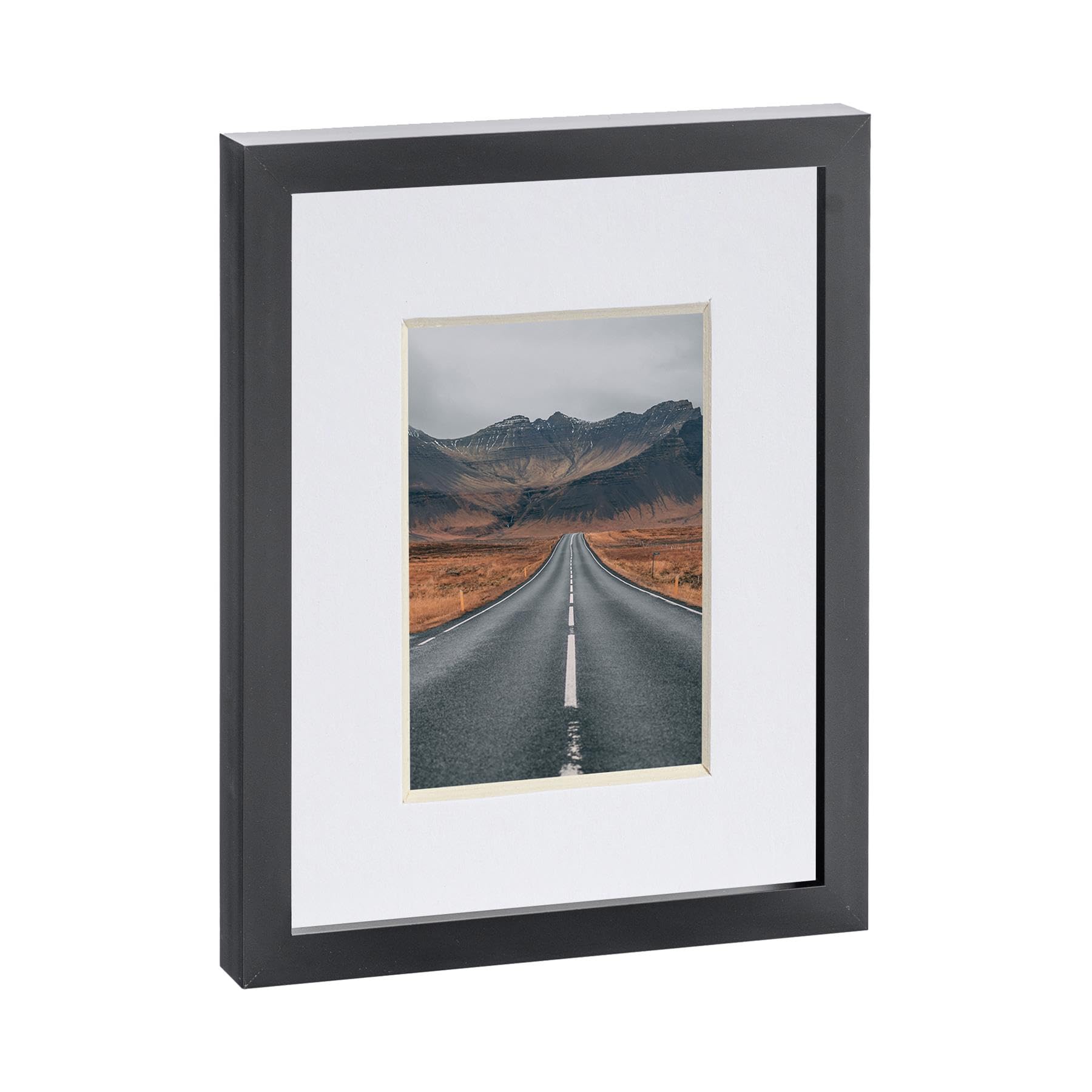 Nicola Spring Black/White 1X 8" X 10" Photo Frame With 4" X 6" Mount - Glass Aperture Home Picture Wall Hanging Landscape Portrait Display