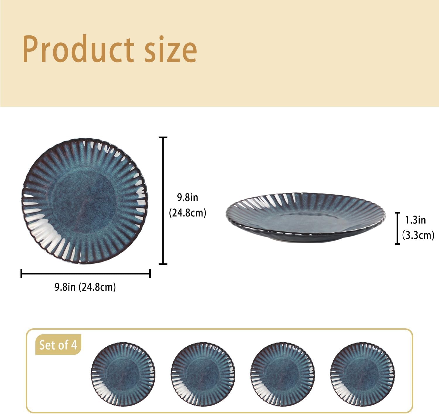 This ceramic plate set includes four flower-shaped plates suitable for serving salads, desserts, and more. Microwave and dishwasher safe, shatterproof and scratch-resistant.