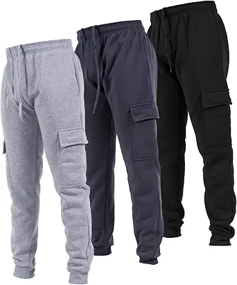 Ultra Performance 3 Pack Men's Sweatpants, Fleece Cargo Joggers with Pockets