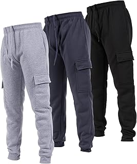 Ultra Performance 3 Pack Mens Sweatpants, Fleece Cargo Joggers for Men with Pockets
