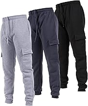 Ultra Performance 3 Pack Mens Sweatpants, Fleece Cargo Joggers for Men with Pockets