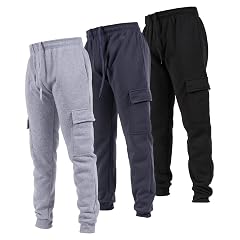 Ultra Performance 3 Pack Mens Sweatpants Fleece Cargo Joggers for Men with Pockets