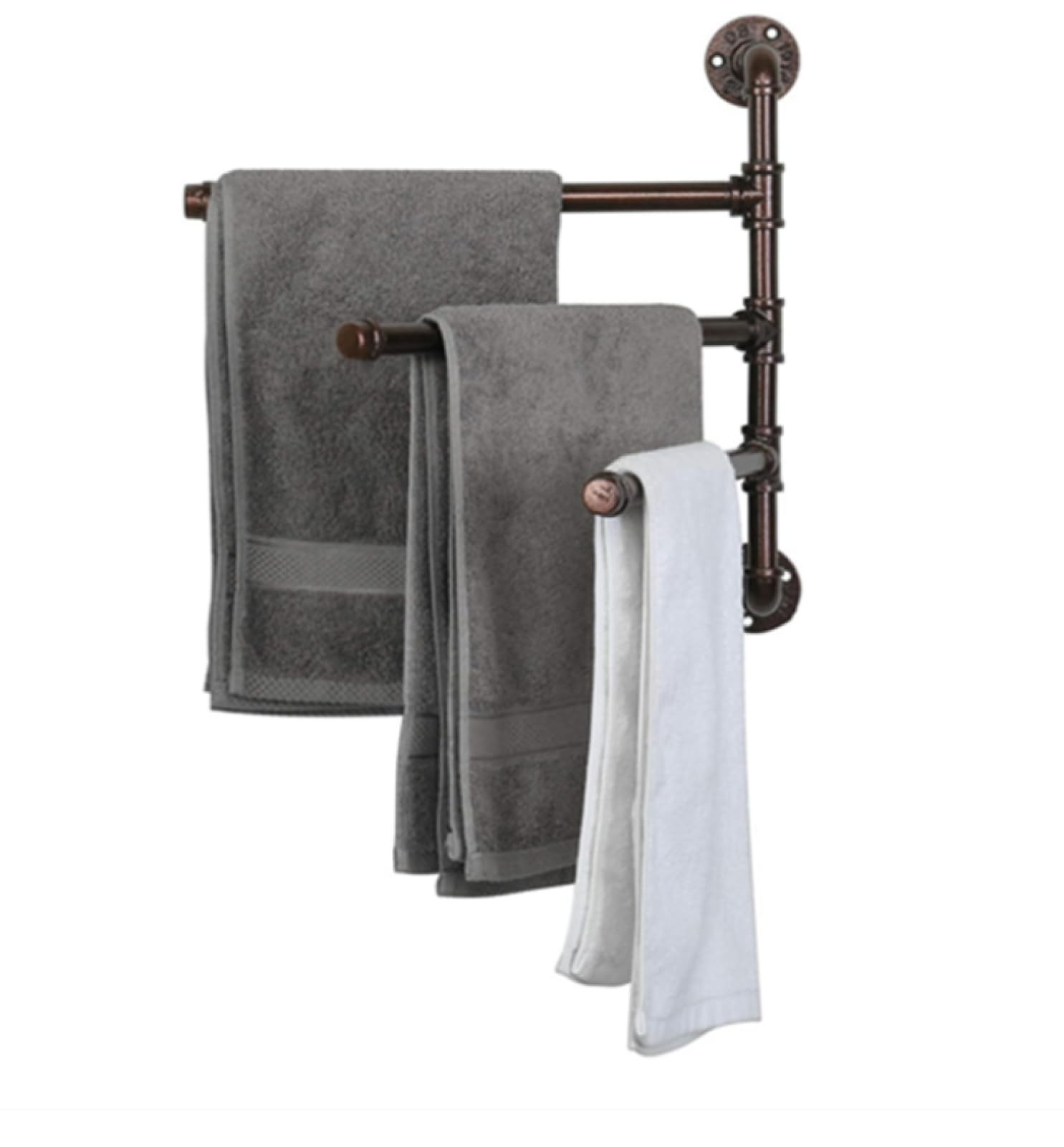 Toallero De Tubo Industrial, Estante Montado Industrial con 3 Barras De Toalla, Soporte De Hierro Rústico para Bricolaje, Estante Desgastado sobre Inodoro para Cocina, Pared De Baño, 1 Paquete