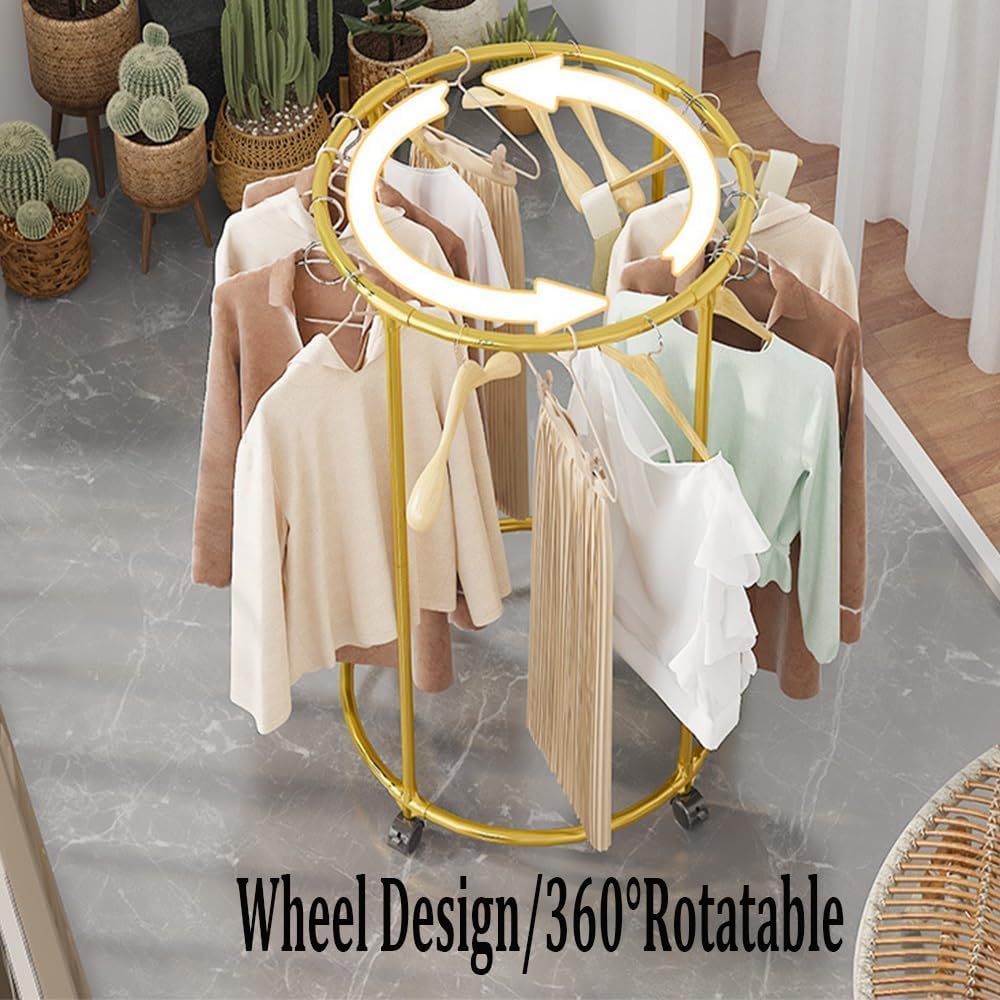 Heavy Duty Metal Clothing Rack, wolnostojący okrągły organizer odzieży z górną półką na sypialnię lub wyświetlacz detaliczny, Solidny stalowy stojak na szafę