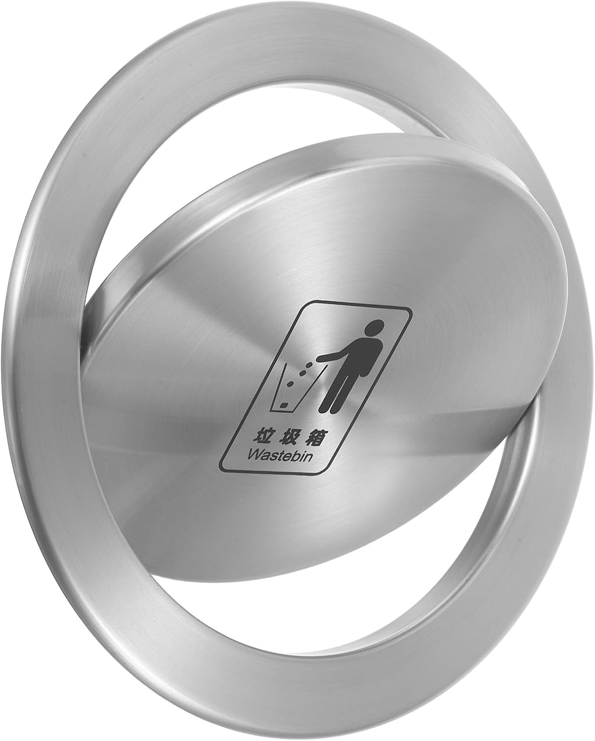 BESTonZON Recessed Trash Can Lid Stainless Steel Kitchen Garbage Can Lid Replacement Built-in Countertop Flap Cover for Waste Container and Recycling Bin