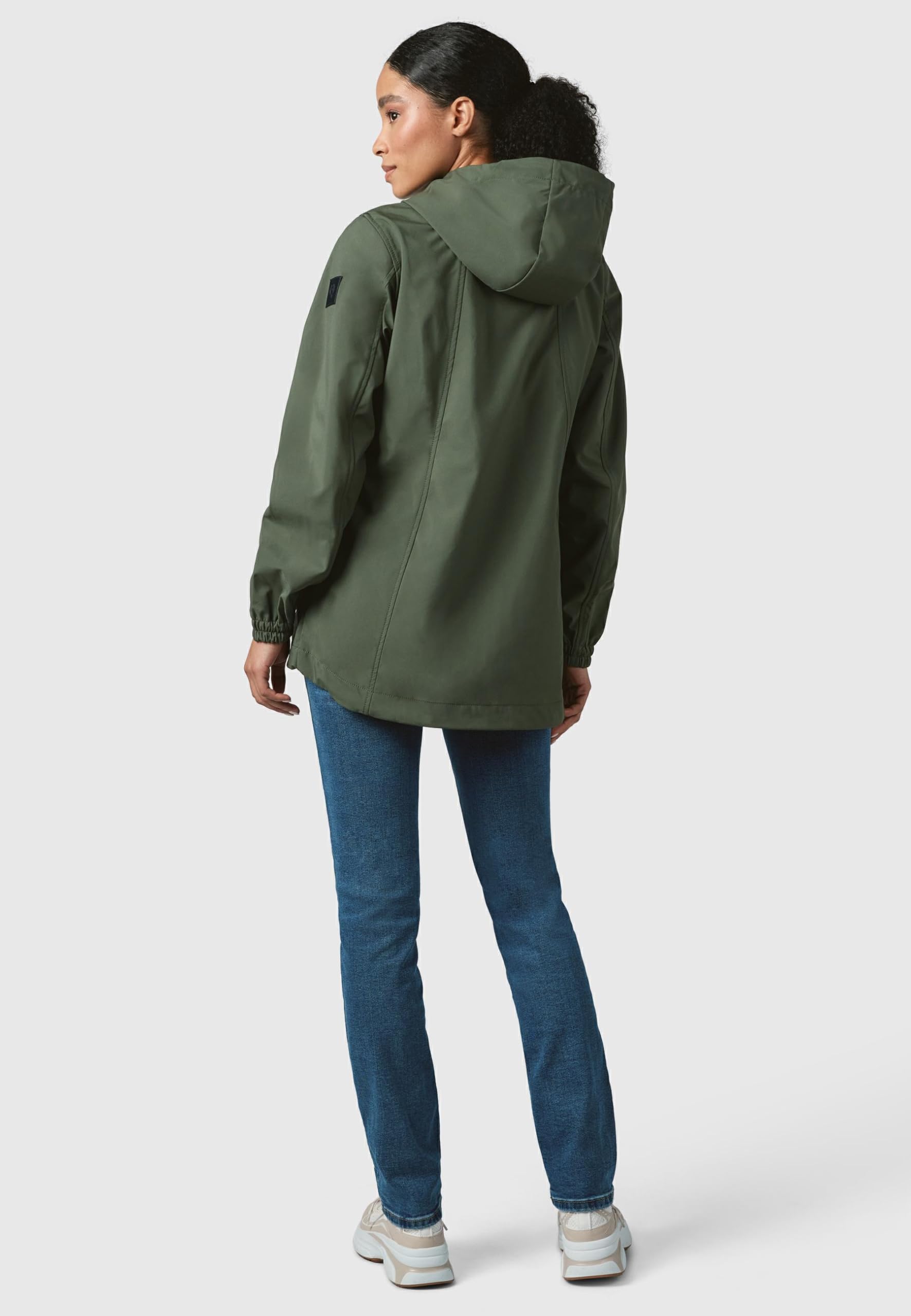 Ragwear Damska długa kurtka przejściowa, wodoodporna i oddychająca, krótki płaszcz z regulowanym kapturem, Zuzka Sport YOUMODO XS-6XL