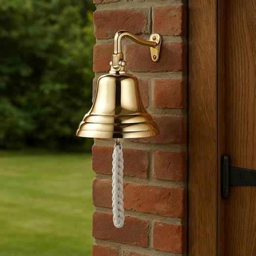 Personalized Brass Bell, Engraved School Wall Hanging Bell, Home Decor Indoor/Outdoor, Nautical Bells, Ship Boat Maritime Decor, Customized Ship Bell (6 inch)