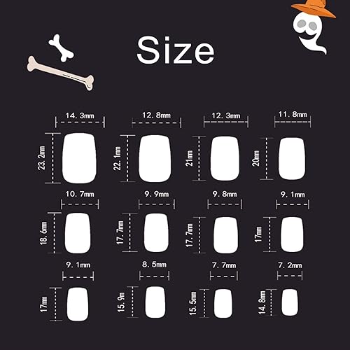 Miniatura 6 de Uñas postizas cuadradas medianas, uñas postizas brillantes de Halloween, uñas postizas naranjas con patrón de telaraña negra y blanca, uñas