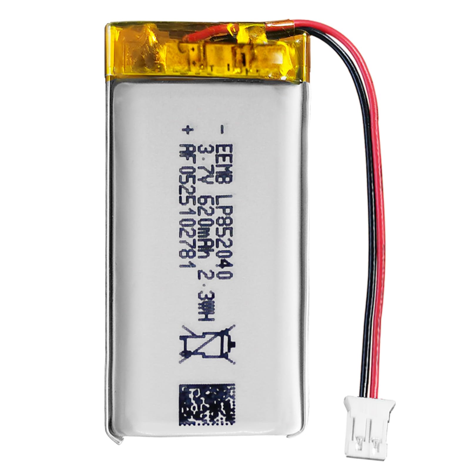 EEMB 3.7V 620mAh 852040 Lithium Polymer ion Battery Rechargeable Lithium ion Polymer Battery with JST Connector (UL Certified for Cell) Make Sure Device Polarity Matches with Battery Before Purchase!
