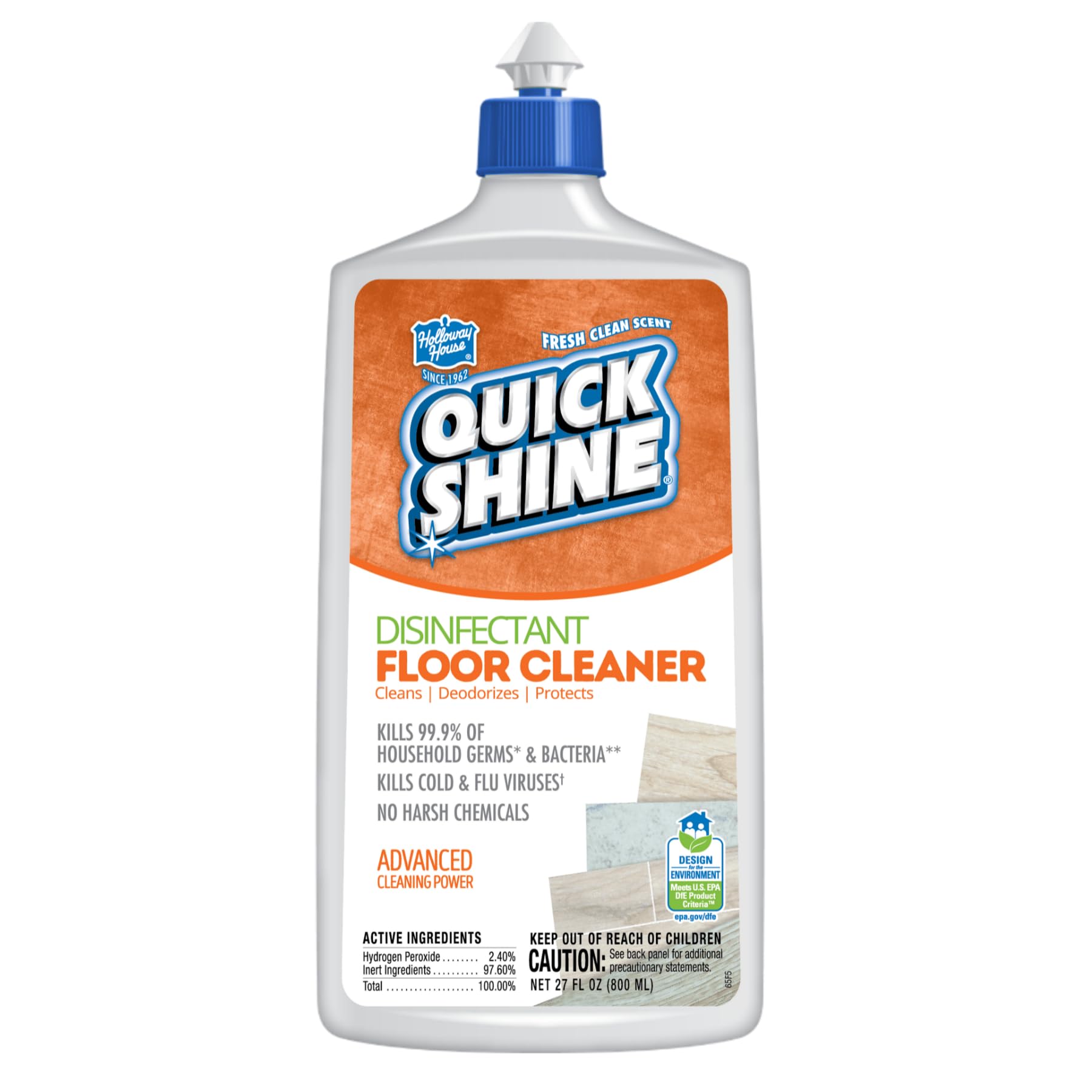 Disinfectant Floor Cleaner 27oz | Hospital Level Disinfectant Kills 99.9% Germs & Bacteria | Cleans w/Power of Hydrogen Peroxide & No Harsh Chemicals | Streak Free & Zero Residue