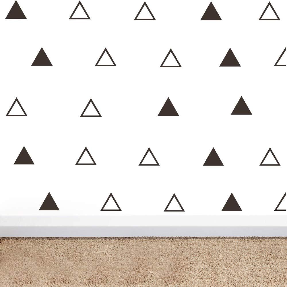 64pcs/Set Modern Vinyl Triangles Wall Decal Solid/Outline Triangles Pattern Wall Sticker DIY Home Decor Kids/Children Room Decor Stickers YYU-18 (Black)