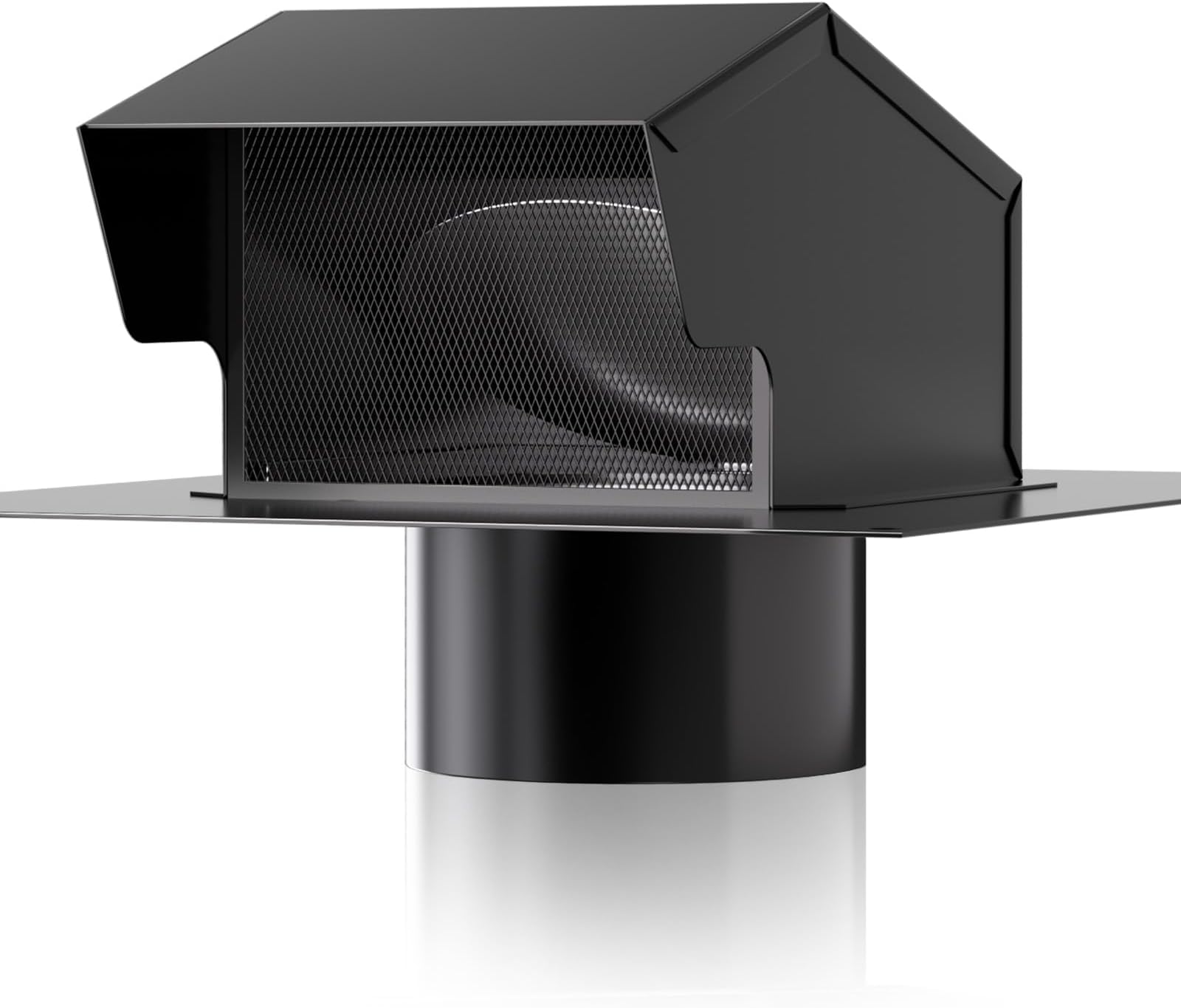 Roof Exhaust Vent, Hon&Guan 4'' Roof Vent Cap Roof Vents for Houses Galvanized Steel Roof Vent for Ventilation System-with Damper, Black.