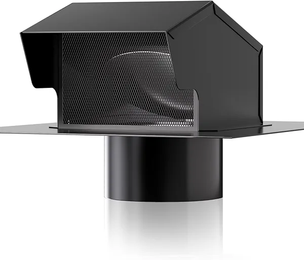 Roof Vent Cap - Hon&Guan Roof Vents 4 Inch Galvanized Steel Bathroom 4 Roof Exhaust Vent for Ventilation System-with Damper, Black