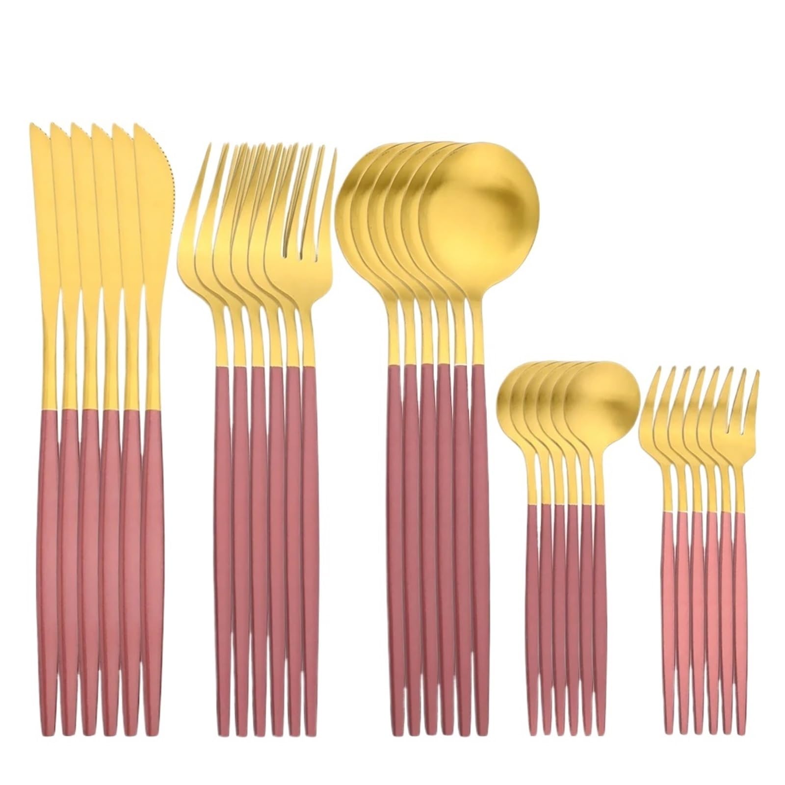 Ménagère acier inoxydable 30 pièces avec fourchette mate couteau cuillère rose