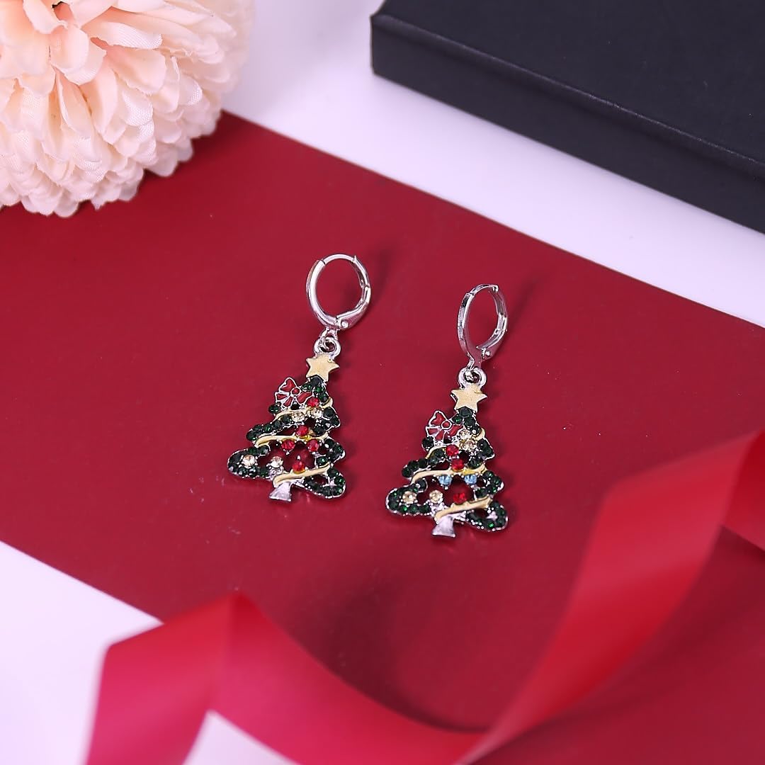 Christmas Tree Earrings for Women Cute Metal Splicing Xmas Tree Dangle Earrings Colorful Acrylic Xmas Earring Christmas Winter Holiday Jewelry Accessories - Image 4