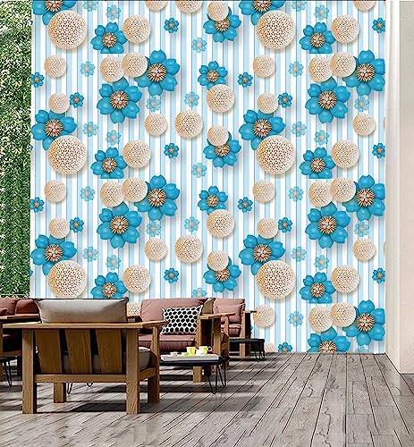 Image of CABANA HOMES PVC Self-Adhesive Wallpaper, 3D Flower Design, 45 x 125 cm, 2 Rolls (12 sq. ft), Made in India