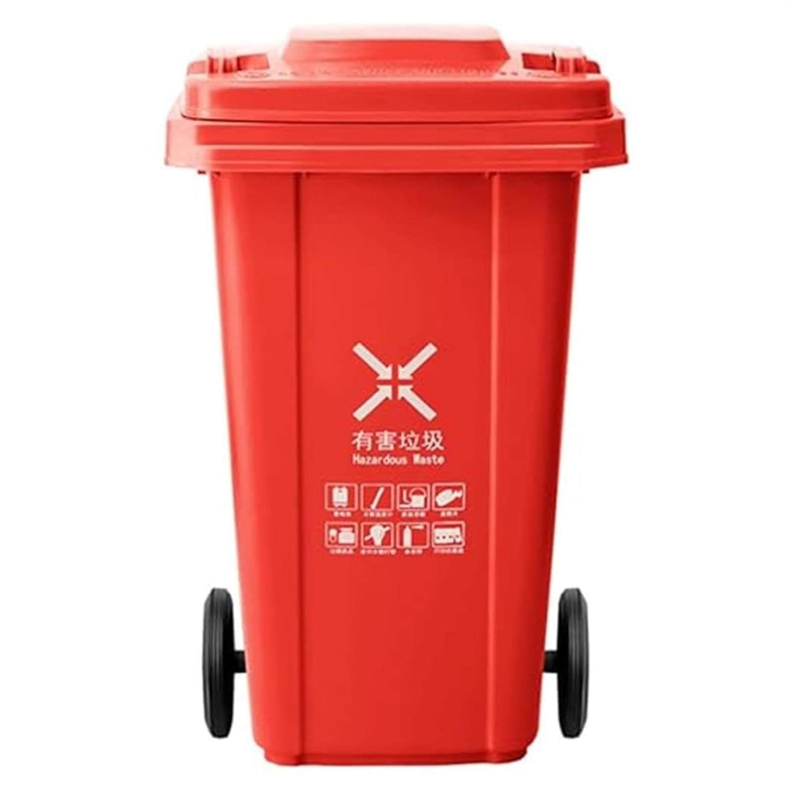 VITIWEDTY Large Outdoor Trash Can with Wheels and Lid, Heavy Duty Plastic Garbage Bin 100L/120L (Red 100L)