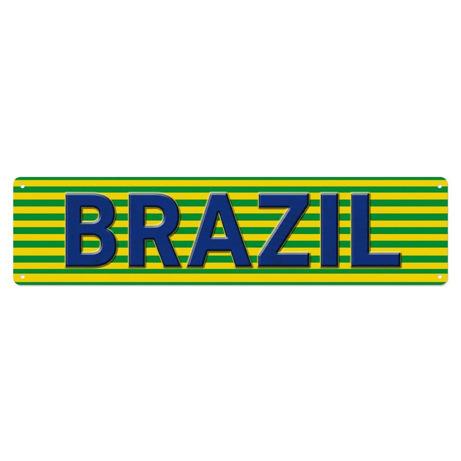 Metal Tin Sign Vintage Brazil Flag Pattern