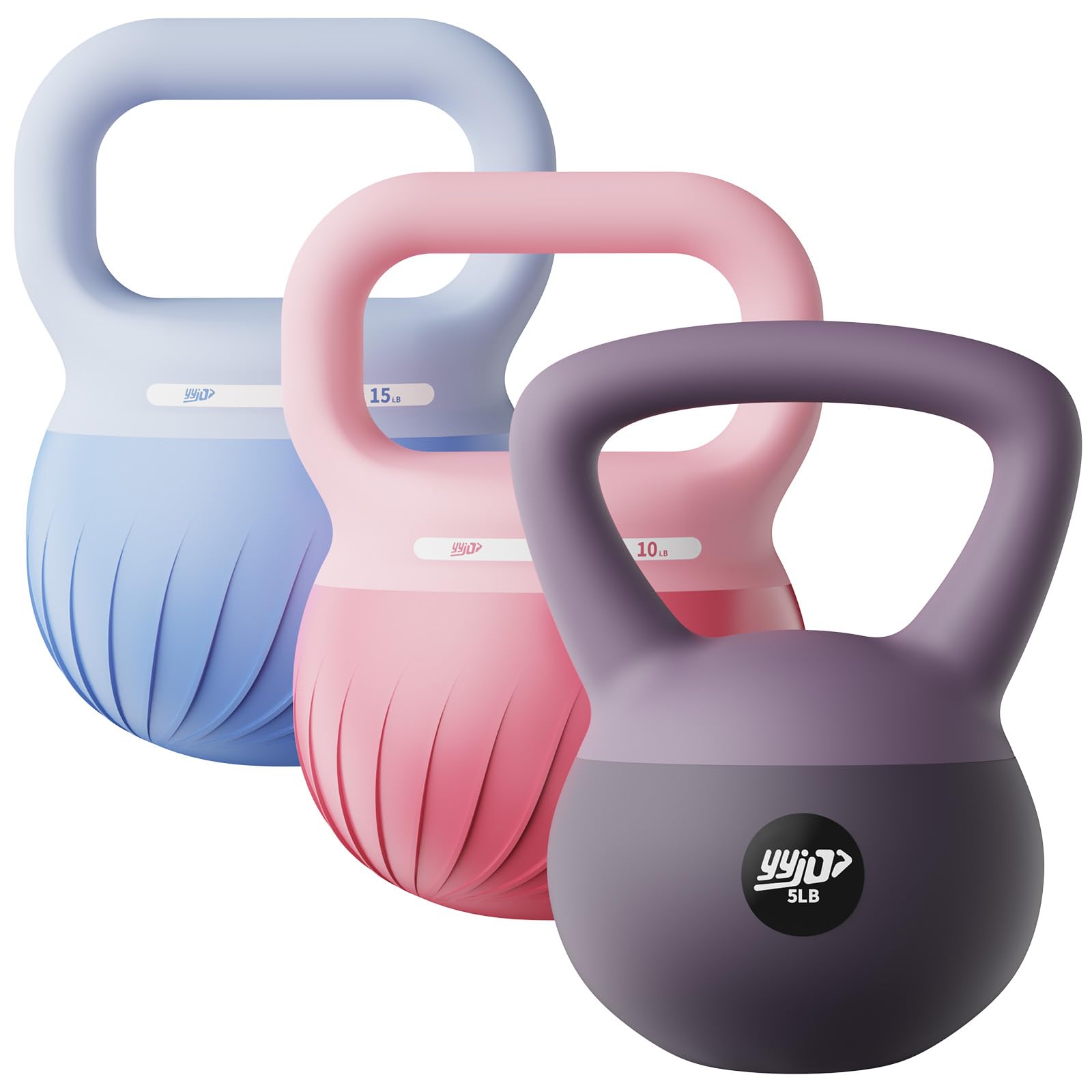 YYJO Set kettlebell morbido con base imbottita resistente agli urti, manico largo per allenamenti a casa, sollevamento pesi, donne e uomini, allenamento completo della forza