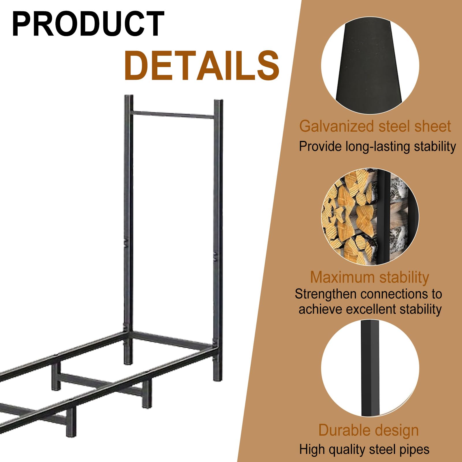 Kaminholzregal aussen Metall,Holzunterstand für Veranda Garten Terrasse Hof | Kaminholzregal Metall, Wasserdichter Holzlager, Stapelhilfe Brennholz, Stapelhilfe für Brennholz Garten Terrasse