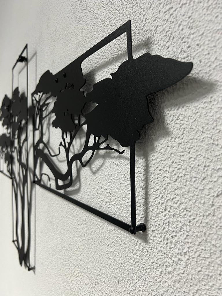 Tubibu Décoration murale de l'arbre de vie, tableau mural en métal noir, décoration murale moderne pour la maison, autocollant mural, images pour la maison, le bureau, la chambre à coucher, le salon