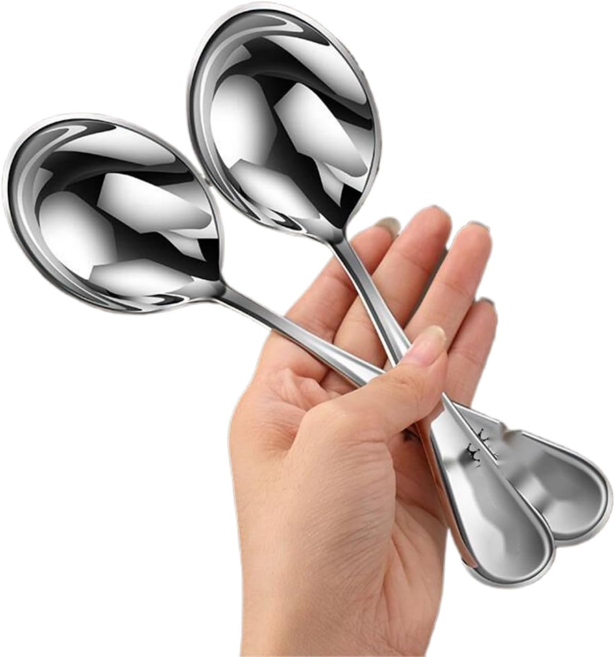 304不锈钢加厚加深大勺子 Stainless Steel Long handled soup spoons，Spoons,Meal spoon 火锅勺家用长柄汤勺喝汤汤匙饭勺 Household Cleaning，Kitchen Storage Essentials