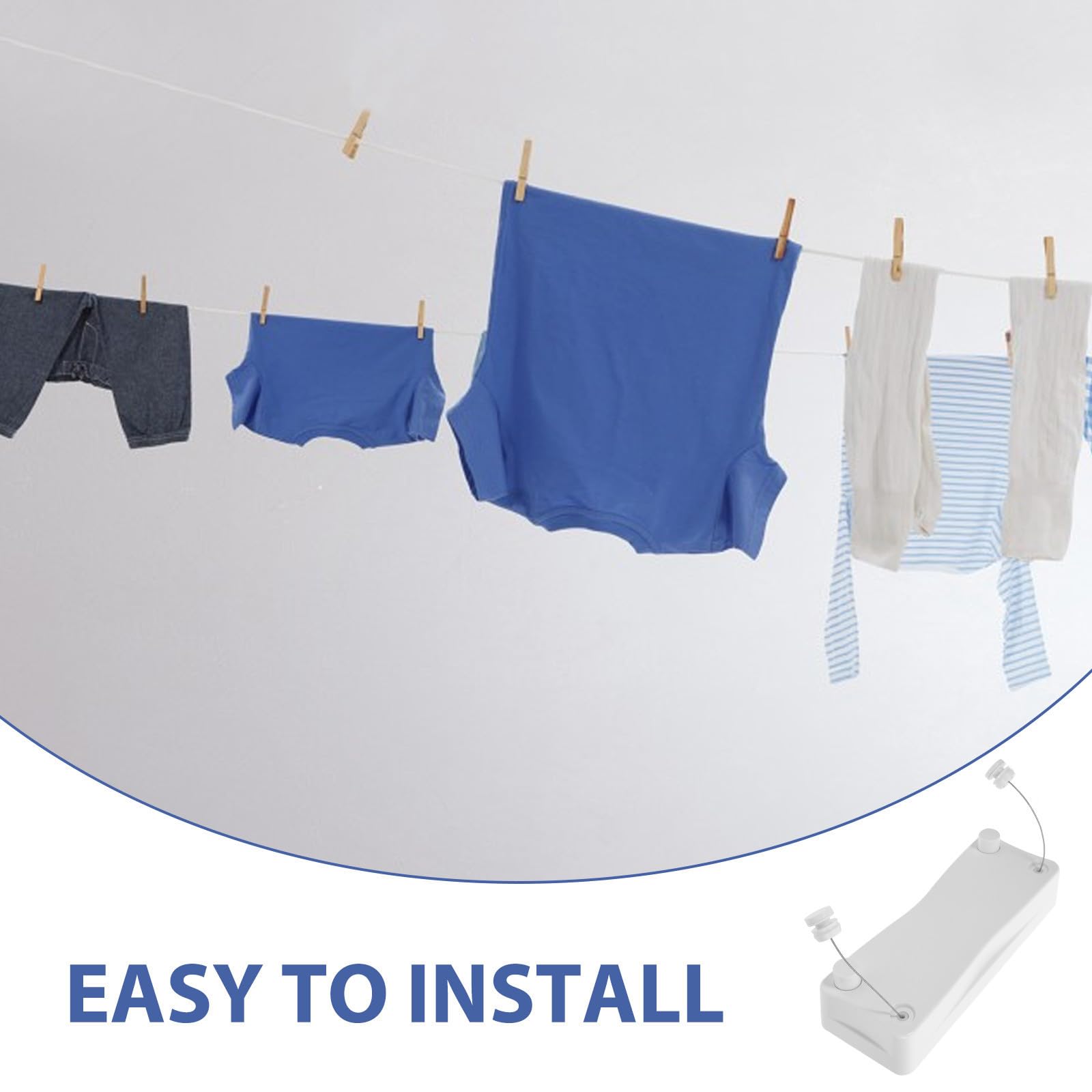 Sosoport Stendibiancheria Retrattile, Corda da Bucato Estensibile, 5,2m, Bianco, Plastico e Acciaio Inossidabile, per Vestiti e Coperte, per Interni e Balconi