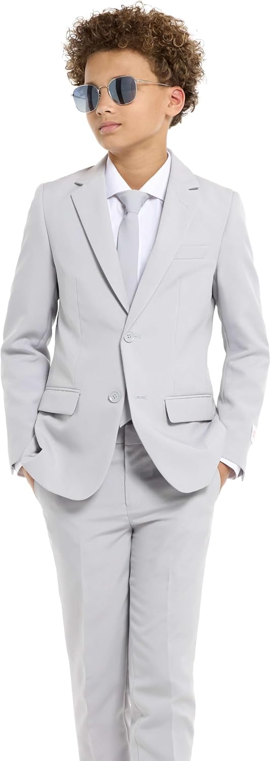 Opposuits Teen Boys Suit Set - Slim Fit Kids Formal Outfit with Blazer Pants Tie – Wedding, Easter, Prom, Ring Bearer, Party