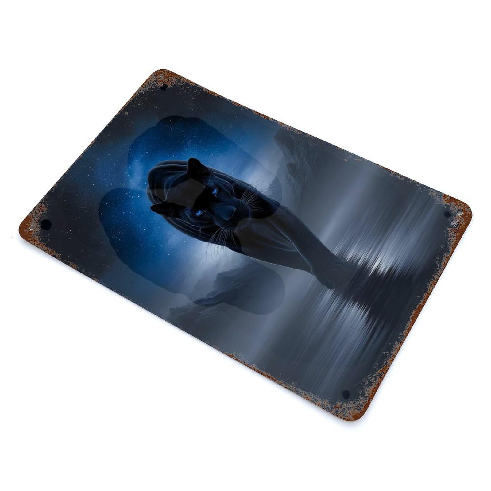 Rust Effect Black Panther – Guardian of The Midnight Veil Rusty Metal Tin Sign 11.8"x7.9", Old School Wall Decor for Pub, Kitchen And Man Cave Decor