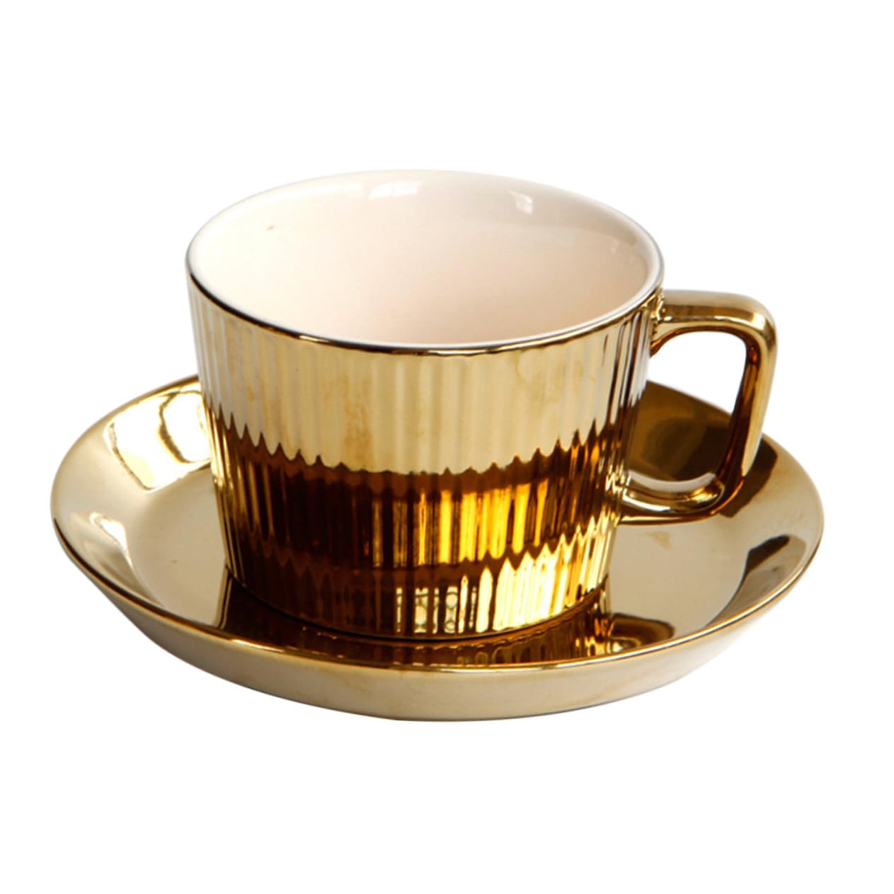 Tasse à Café en Céramique Blanche avec Soucoupe 250ml Élégante pour Maison et Restaurant, Set Pratique et Raffiné pour Boissons Chaudes