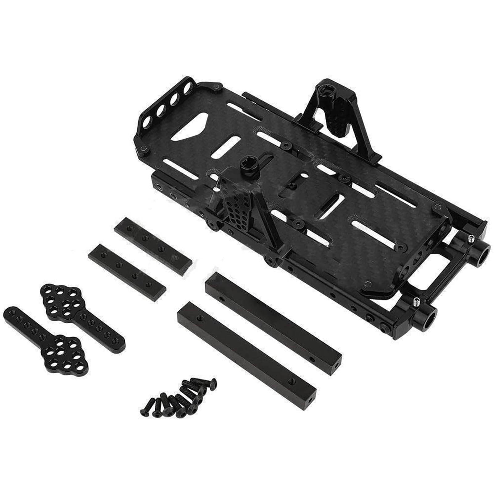 Zestaw ramy podwozia Rozszerzone szyny Wieże amortyzatorów 4x4 do SCX10 6x6 do części 1/10 RC Crawler Axial SCX10 (Color : Black)