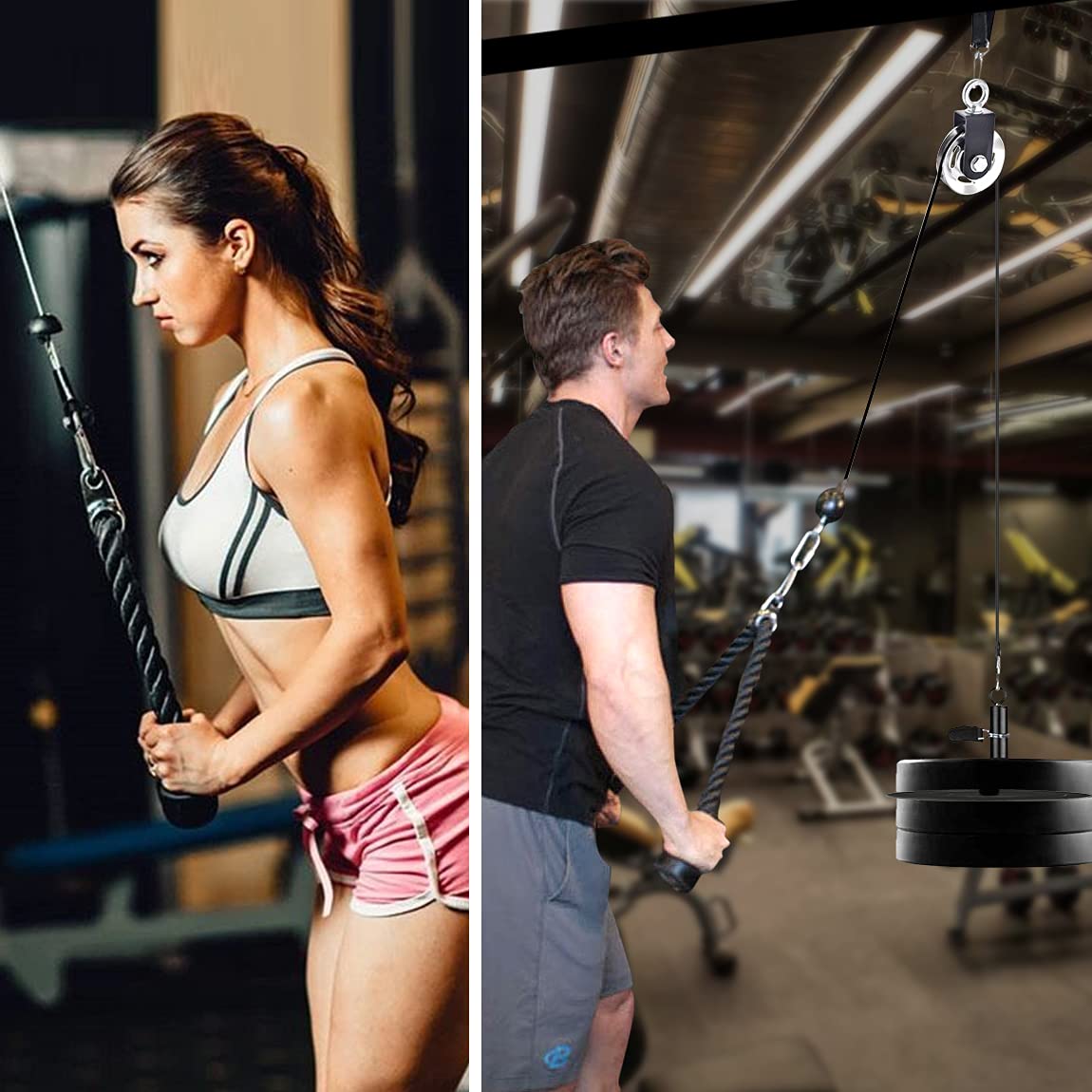 Muscle Fitness Pulley Cable System, wielofunkcyjny przyrząd do ćwiczeń typu "zrób to sam", trening tricepsów z wytrzymałą linką, trening siłowy mięśni, sprzęt fitness, ramię, system treningowy, akcesoria do domu, siłowni
