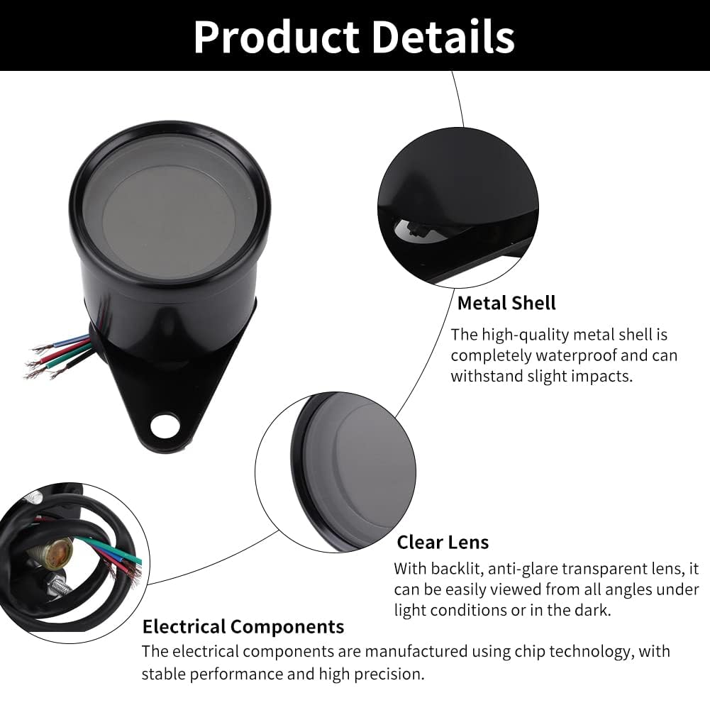Contachilometri Digitale LED per Moto con Tachimetro e Livello Olio Integrato, Impermeabile, Scuro, Universale