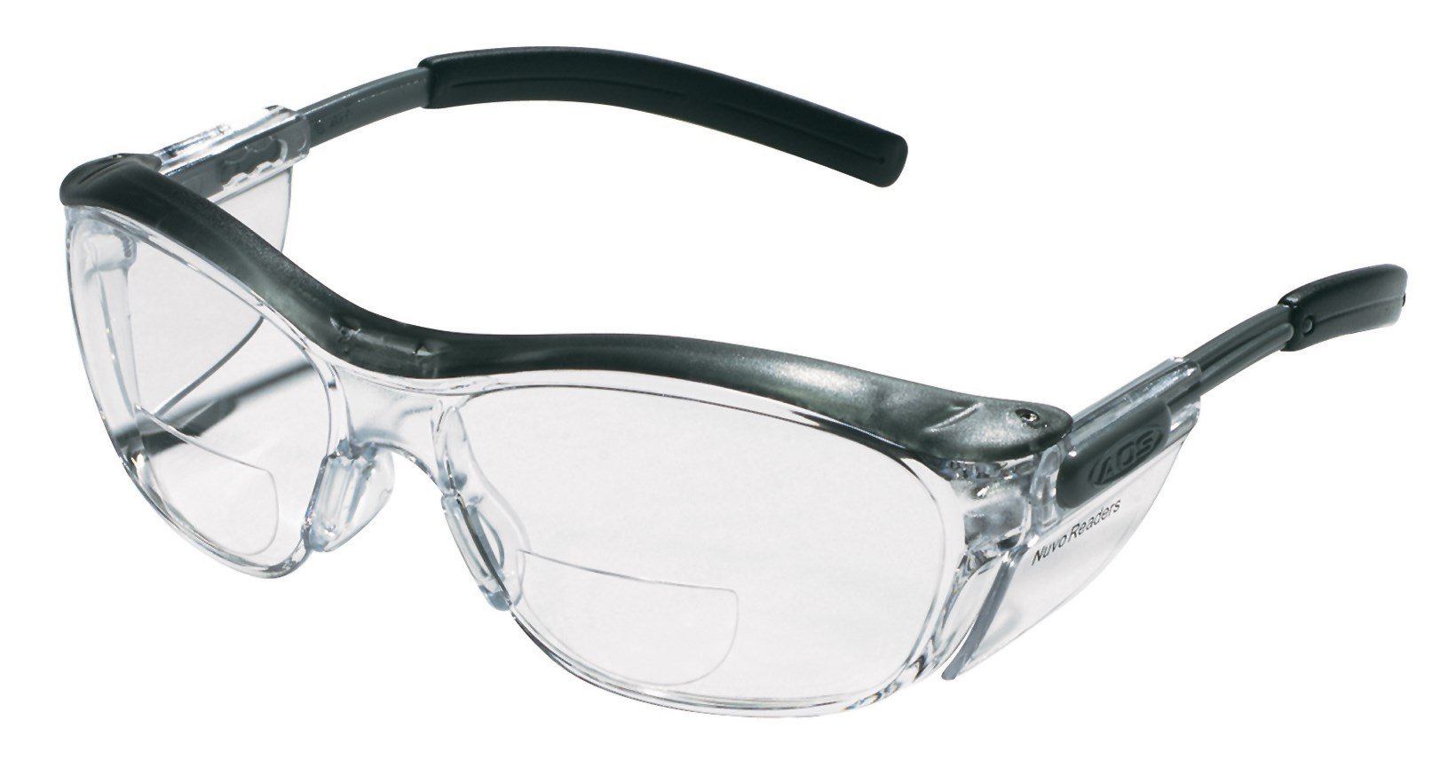 3M Gafas de seguridad bifocales con protección UV, Negro, Clásico, Unisex, Laboratorio, Trabajo con madera, Longitudes ajustables