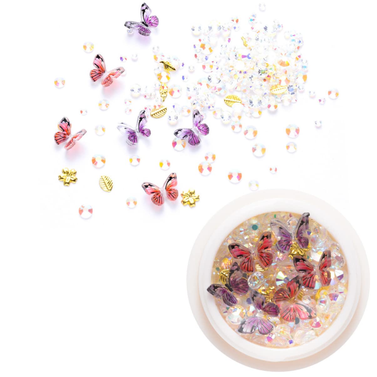 minkissy Decorazioni Per Unghie Con Strass e Rivetti Accessori Per Nail Art Adesivi Eleganti Per Unghie Naturali e Finte Per Manicure Casa e Salone