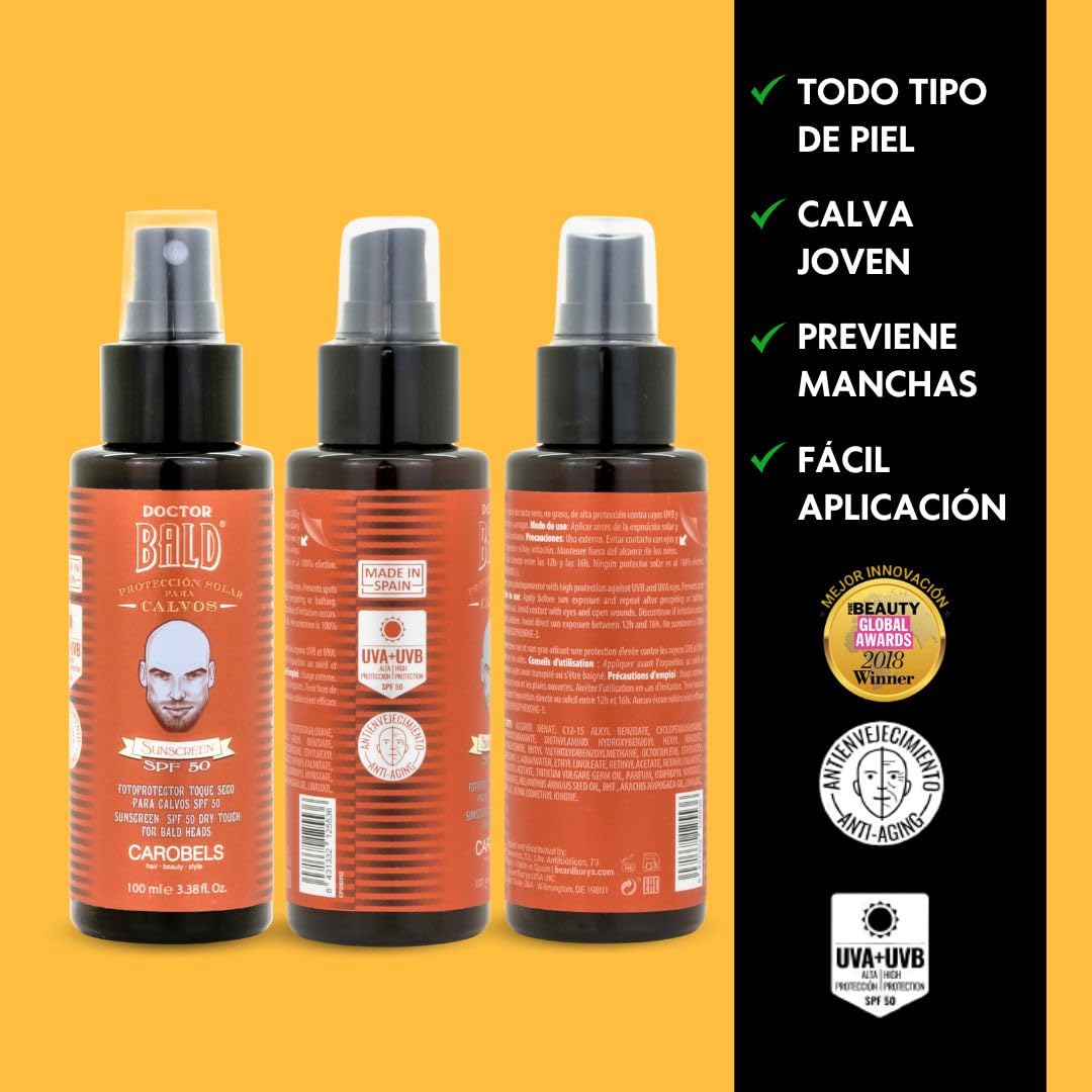 (Confezione da 2) Spray Protezione Solare SPF 50, Leggero, Tocco Secco e Finitura Opaca, Assorbimento Rapido, Previene le Macchie, Anti-invecchiamento - 200ml