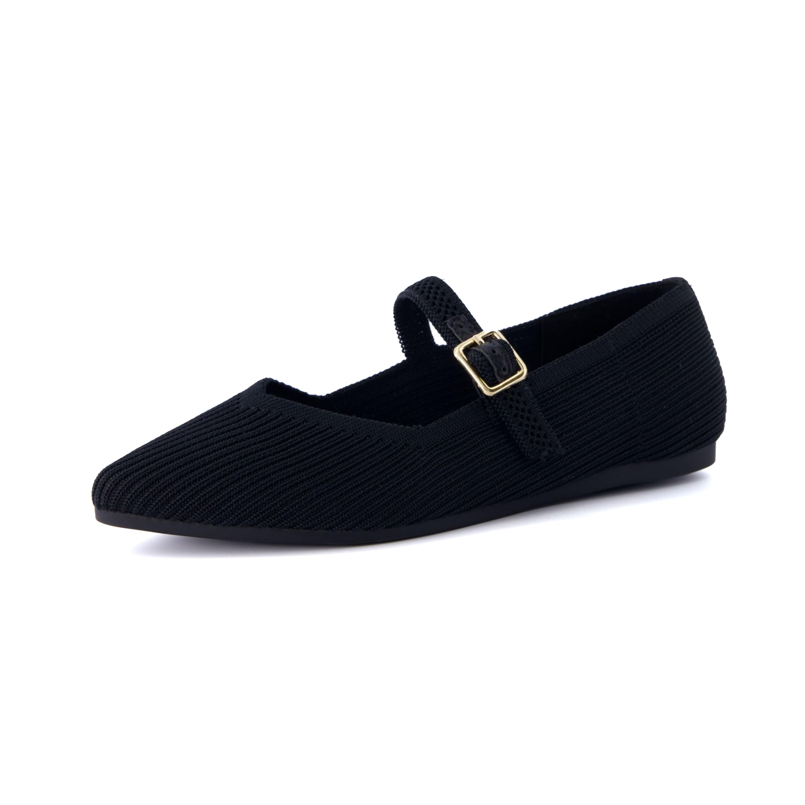 CUSHIONAIRE Women's Sonnet Mary Jane Knit Flat with +Memory Foam, Wide Widths Available