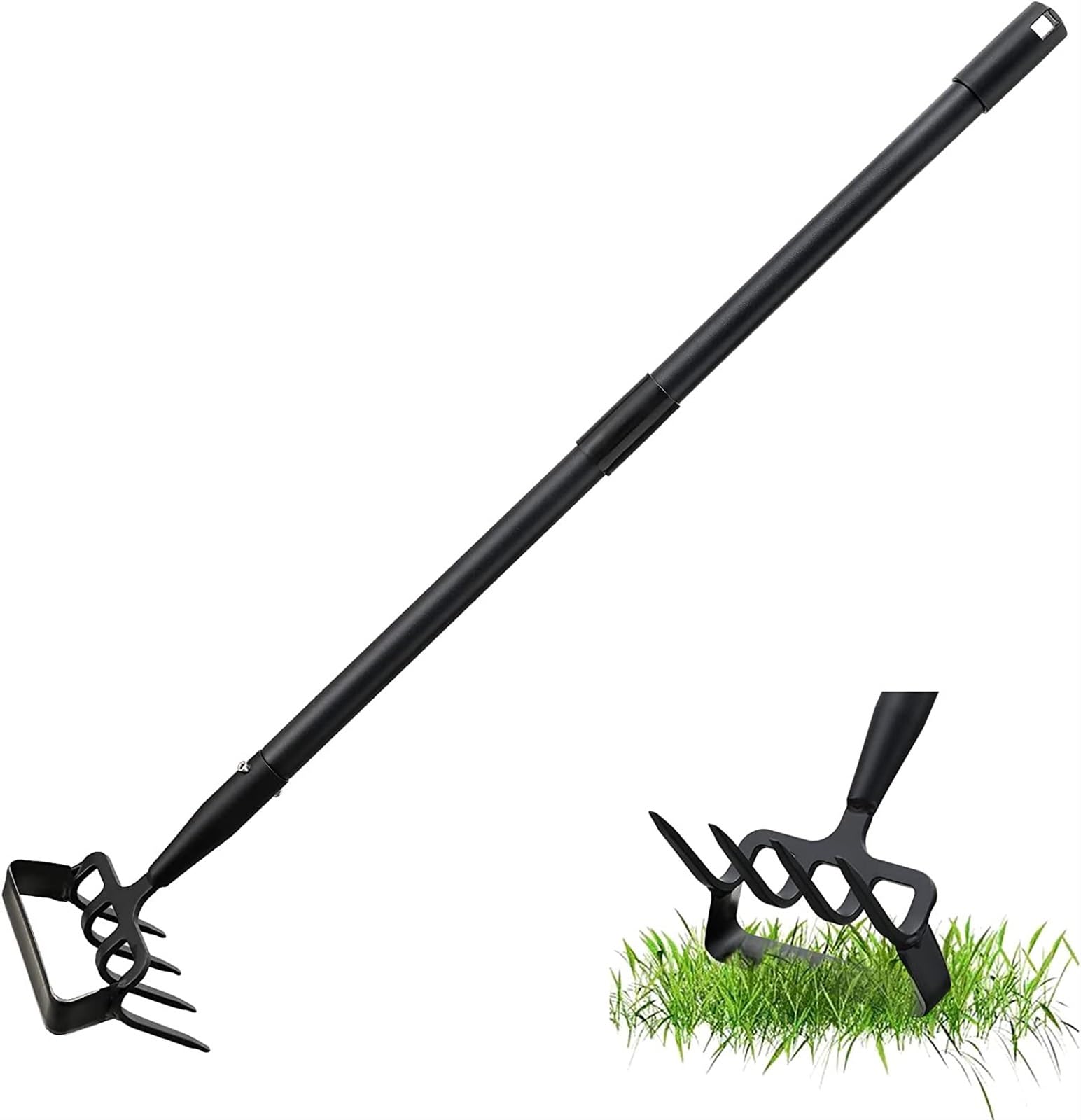THE WHITE SHOPStirrup Hoe And Cultivator For Weeding, 2 In 1 Heavy Duty Action Hoe, Garden Hoe With 62 Inch Adjustable Handle, Metal Weeding Ring Stirrup Hoe With Rake For Pulling Weeds And Loosening
