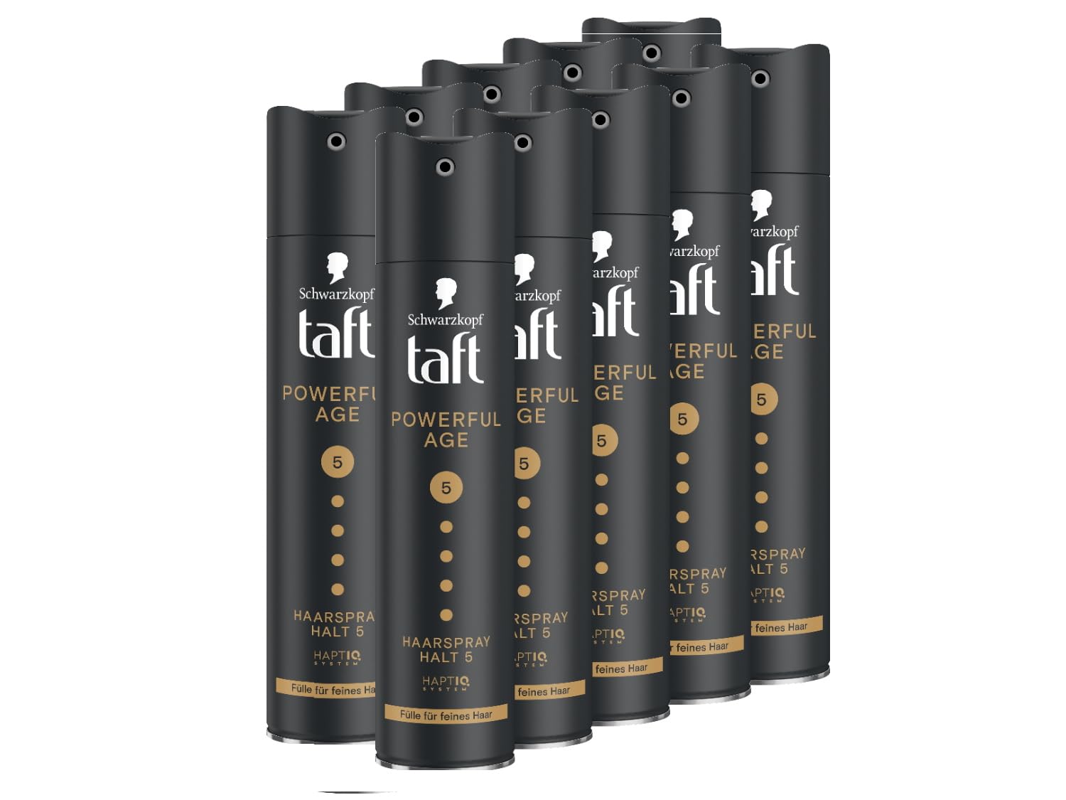Schwarzkopf Taft Haarspray Powerful Age (10 x 250 ml), Haltegrad 5 Haarstyling, Haarspray für feines und dünner werdendes Haar, Fülle für feines Haar, Vegane Formel*