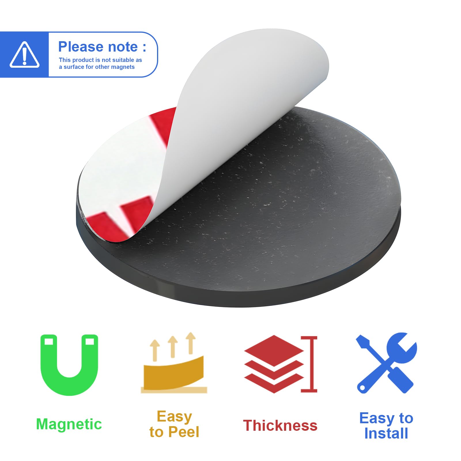 Towjug Magneti rotondi con retro adesivo, 30 pezzi 3M forti magneti adesivi (diametro 0,8 cm x 0,2 cm) potenti magneti anisotropici circolari per fai da te, progetti artistici, lavagne bianche e