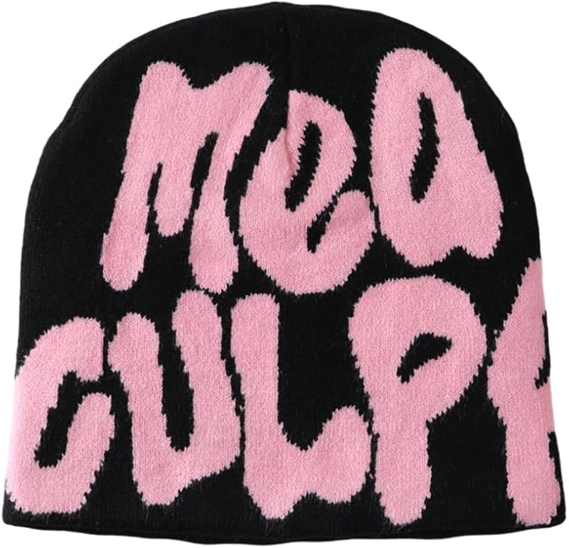 YUERFEILA Y2K Beanies Spider Web Pattern Beanie Wool Knit Skull Cap Winter Streetwear Outdoor Hats for Women Man Teenagers